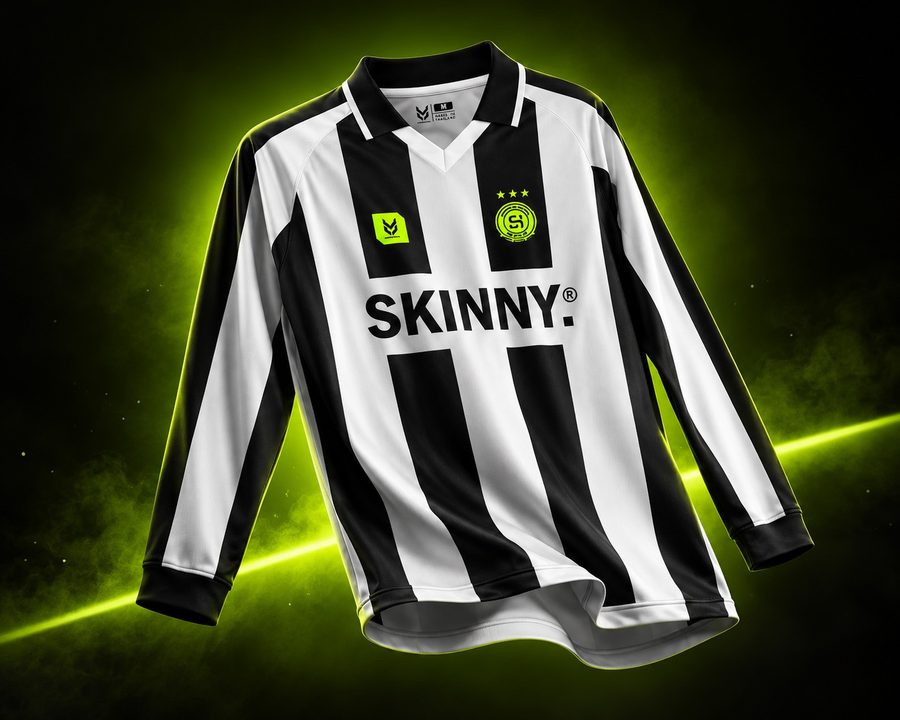 เสื้อแขนยาวพิมพ์ลายริ้วขาวดำ ผลิตโดย KDC SPORT
